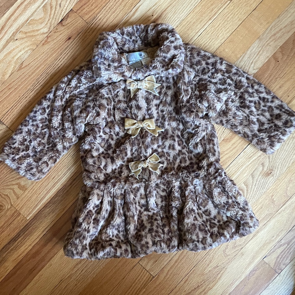 American Widgeon Leopard Faux Fur Coat - Girls Size 3